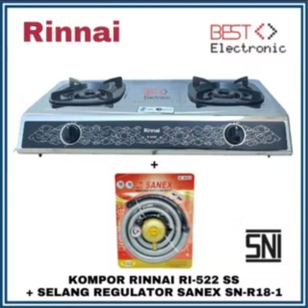 Kompor Gas Rinnai RI 522ss Kompor Murah Rinnai 522ss Kompor Stainless Steel Stove Batik Rinnai 2 Tun