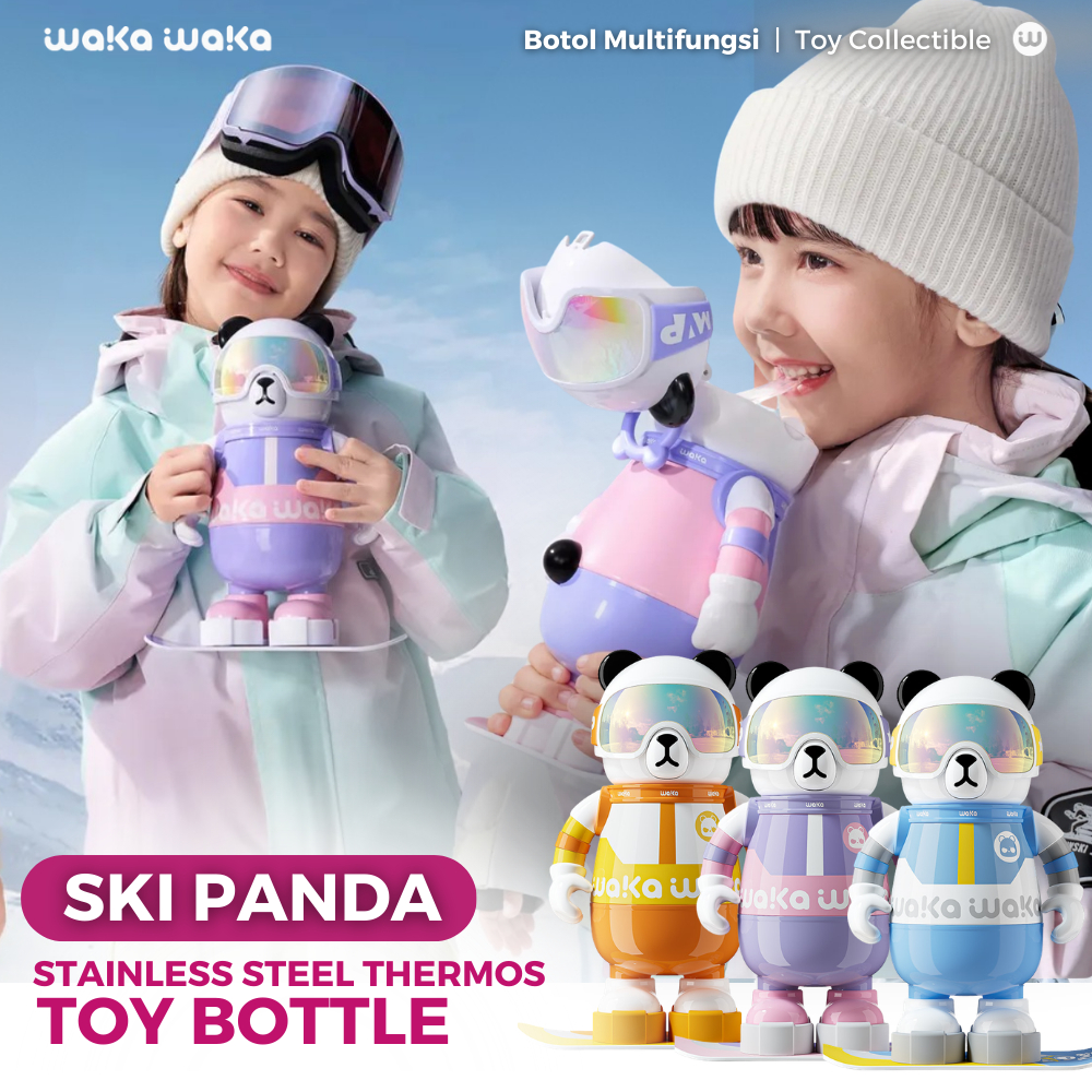 WAKA WAKA Ski Panda Bottle Vacuum Insulated Termos 530ml Botol Minum Tumbler Karakter Lucu