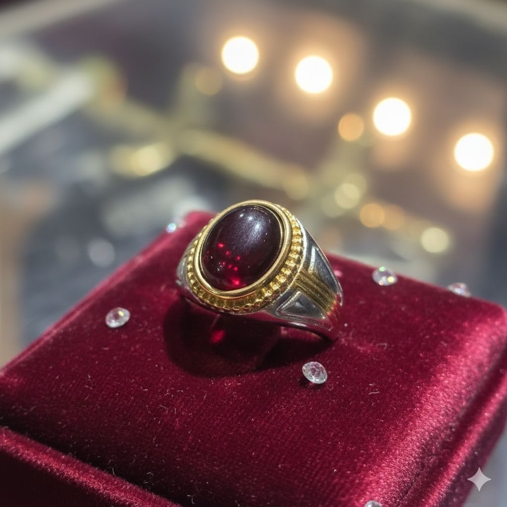 Cincin batu kecubung wulung / kecubung api ring titanium