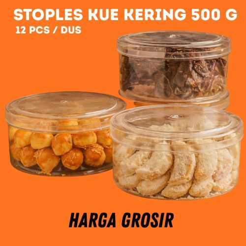 Toples Kue Kering 500gr Bahan PP Diameter 14cm Tinggi 5cm Wadah Makanan Bulat