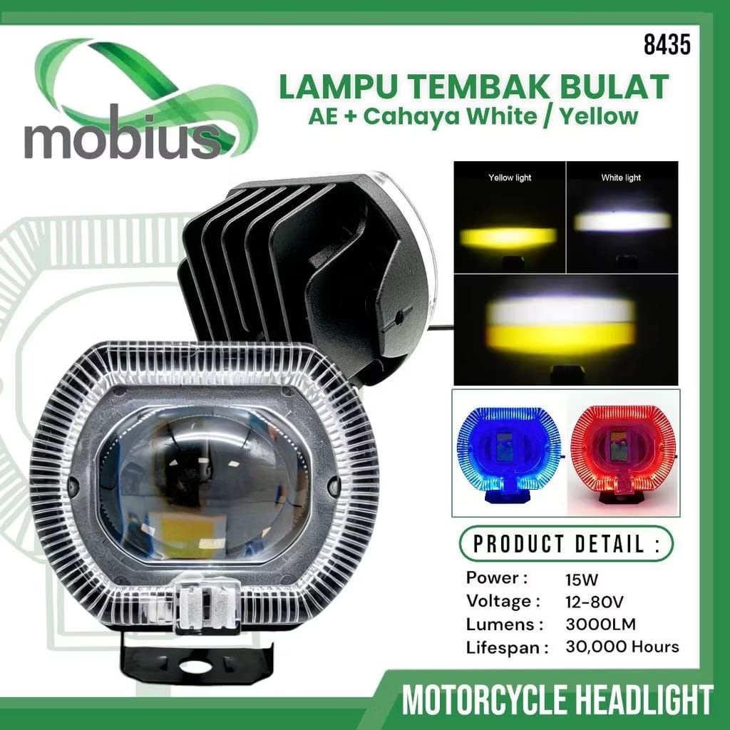 lampu tembak model projie hi low putih kuning lampu sorot bulat motor mobil hi low