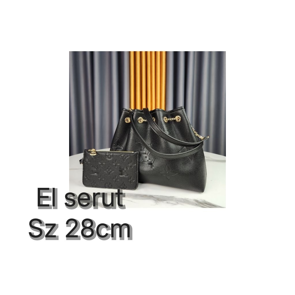 tas hitam serut tas bahu tali rantai