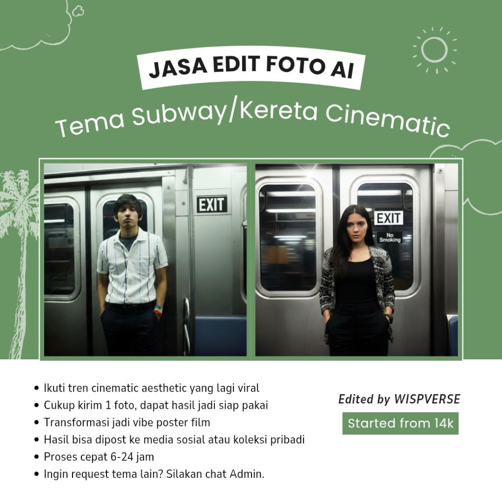 [JASA FOTO AI] Foto Digital Custom - Tema Subway/Kereta Cinematic