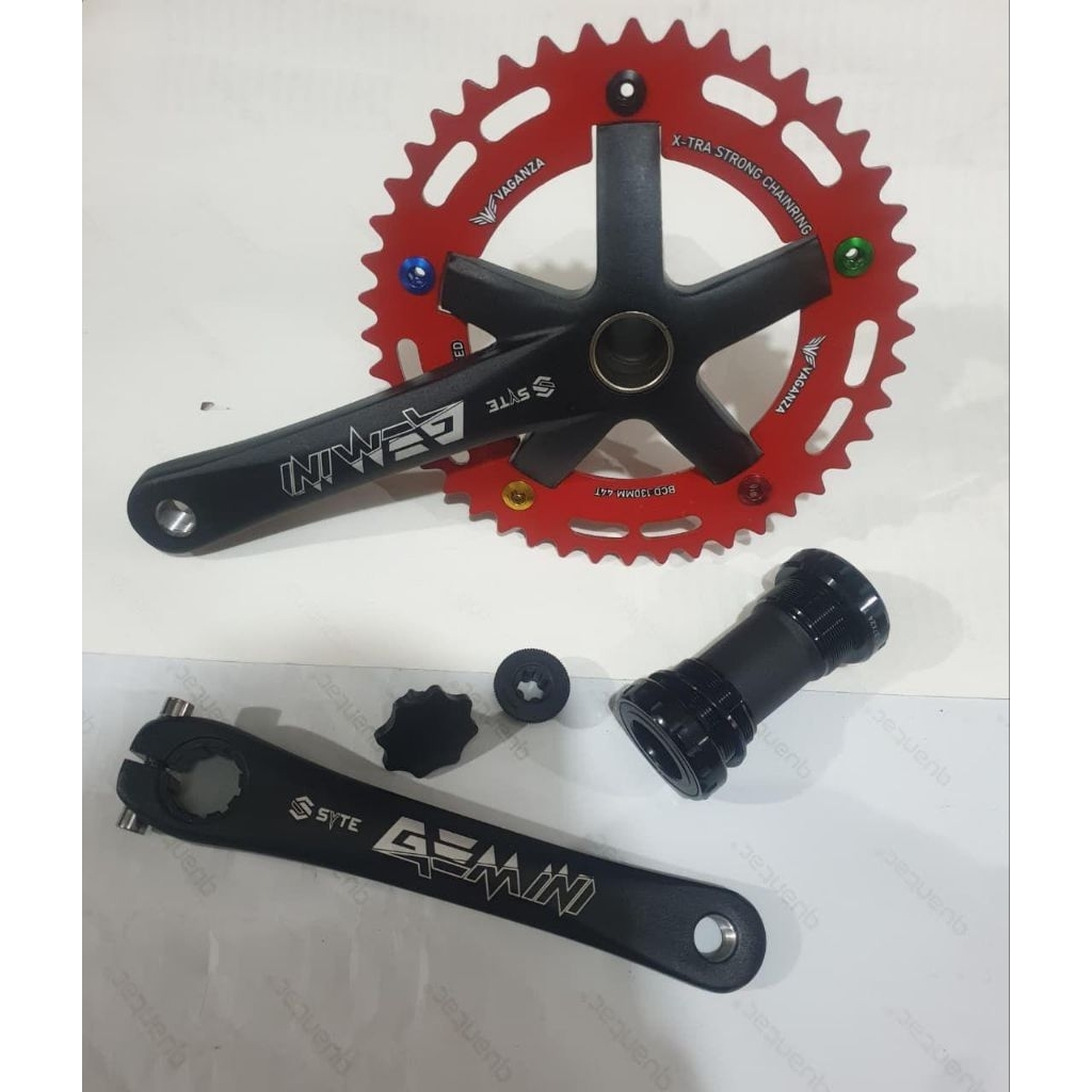 Termurah PAKET Crank Rotel Piringan PLUS BB Hollowtech HT 2 HT2 Single Speed Sepeda Bmx Lipat Mtb Fe