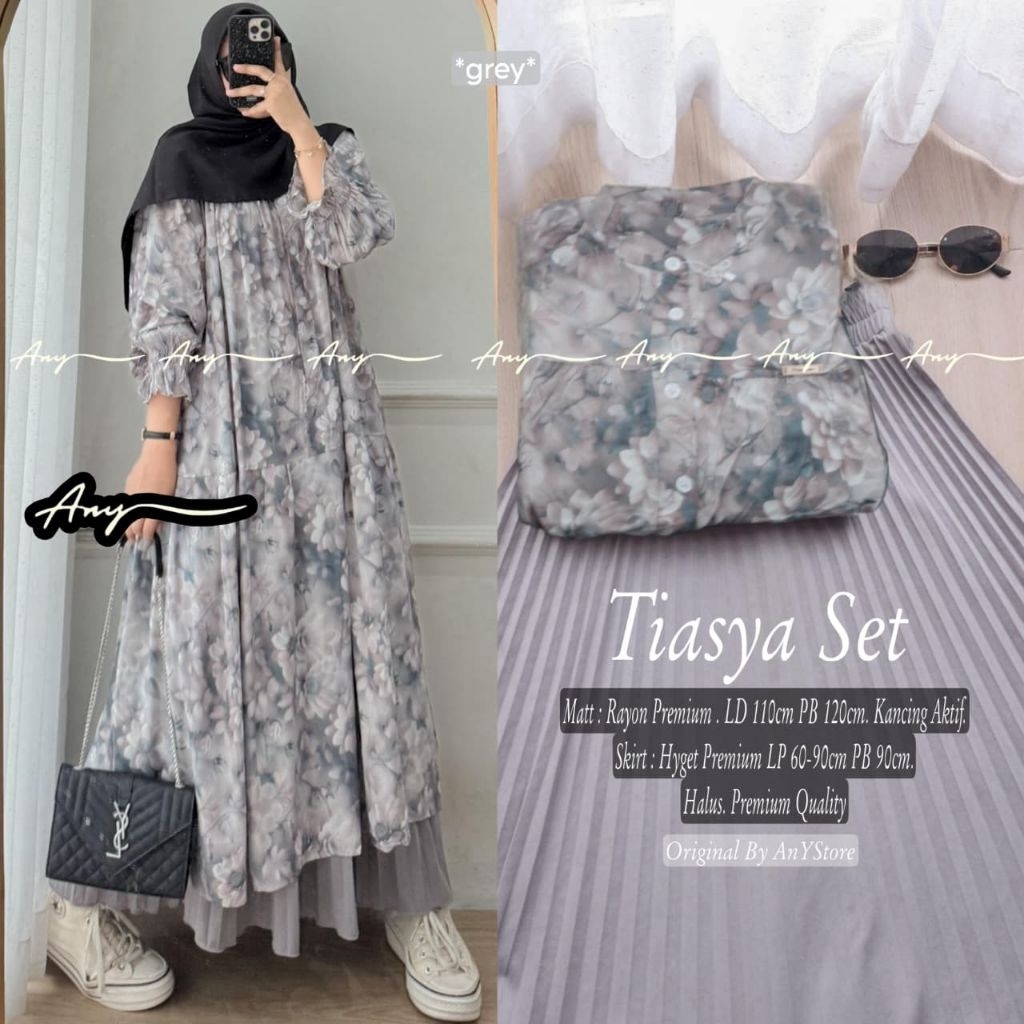 tiasya, Venera, arumi, vania set (atasan+rok) Yola set tunik rayon mix rok brokat  | Ocha set daily 