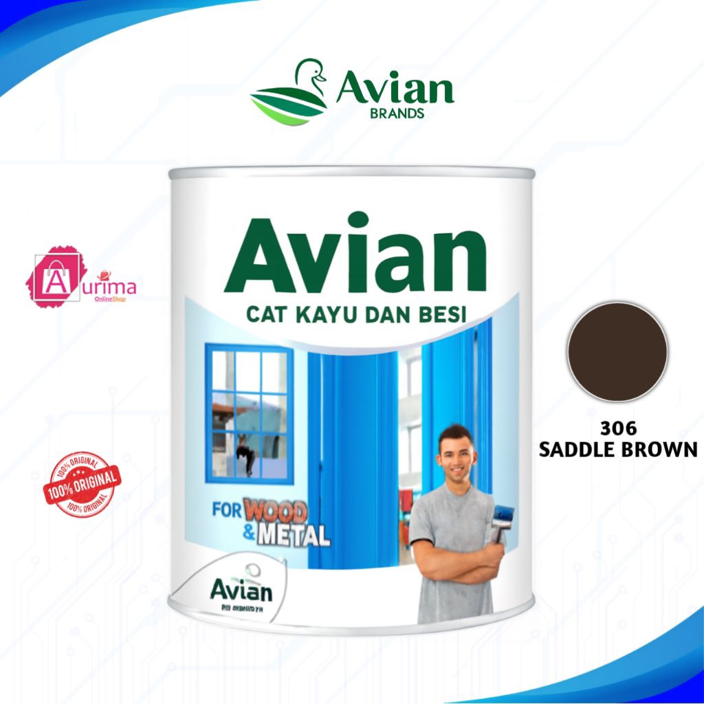 CAT KAYU DAN CAT BESI AVIAN SADDLE BROWN - 306 CAT SERBAGUNA DAN TAHAN LAMA 1 KG