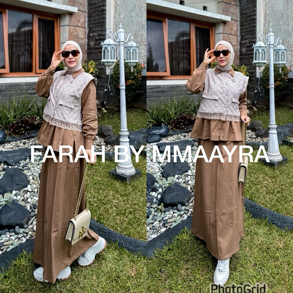 Mmaayra - FARAH BY MMAAYRA - Baju Muslim setelan wanita 3 in 1 terbaru