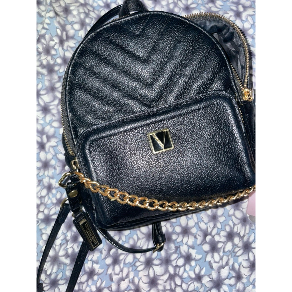 PRELOVED VS VICTORIA SECRET BLACK LEATHER MINI BACKPACK HITAM FROM 1jt