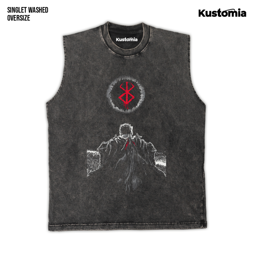KUSTOMIA Singlet BERSERK Sleeveless Oversize Slimfit Washed Shirt | BERSERK-13