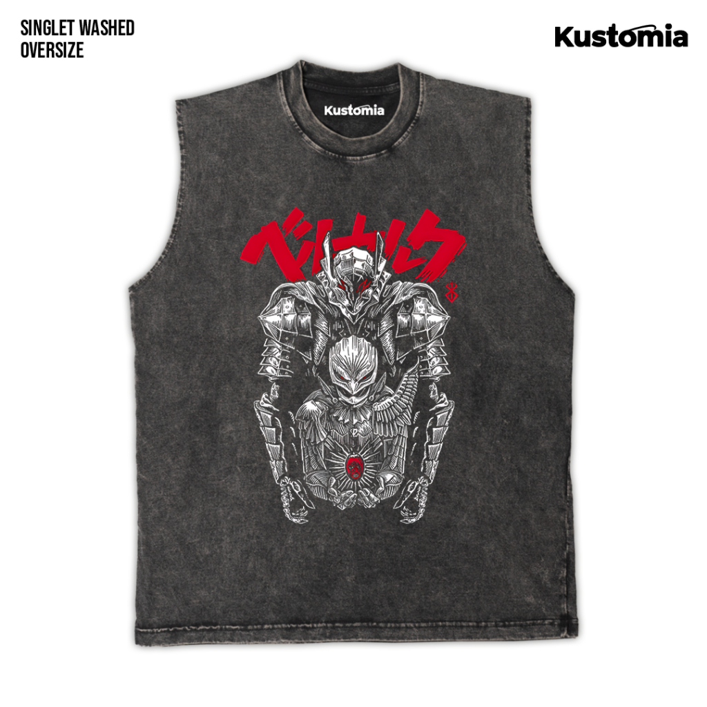 KUSTOMIA Singlet BERSERK Sleeveless Oversize Slimfit Washed Shirt | BERSERK-17