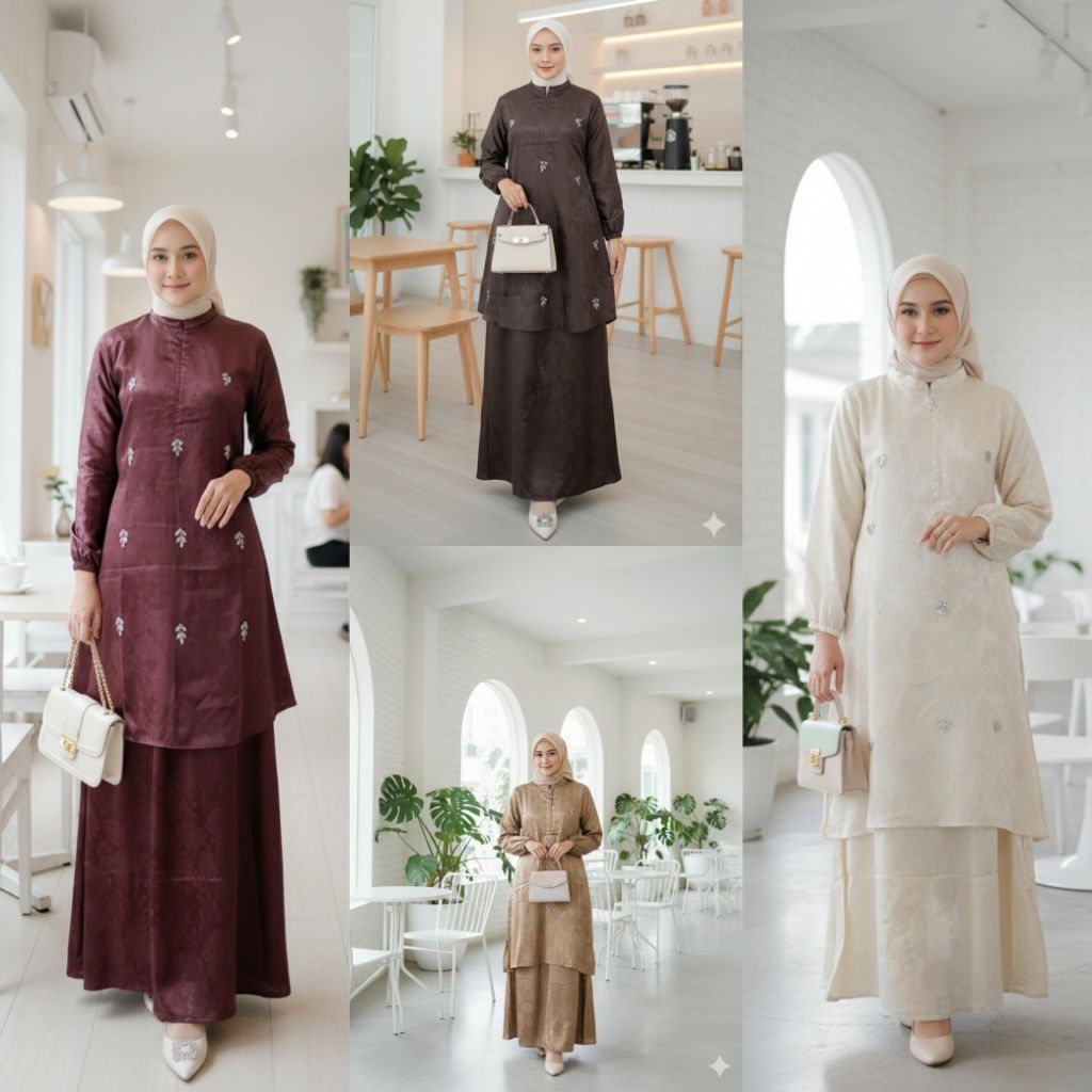 ONE SET ROK BAHAN DIOR SILK ONE SET VIRAL SETELAN ROK MELAYU