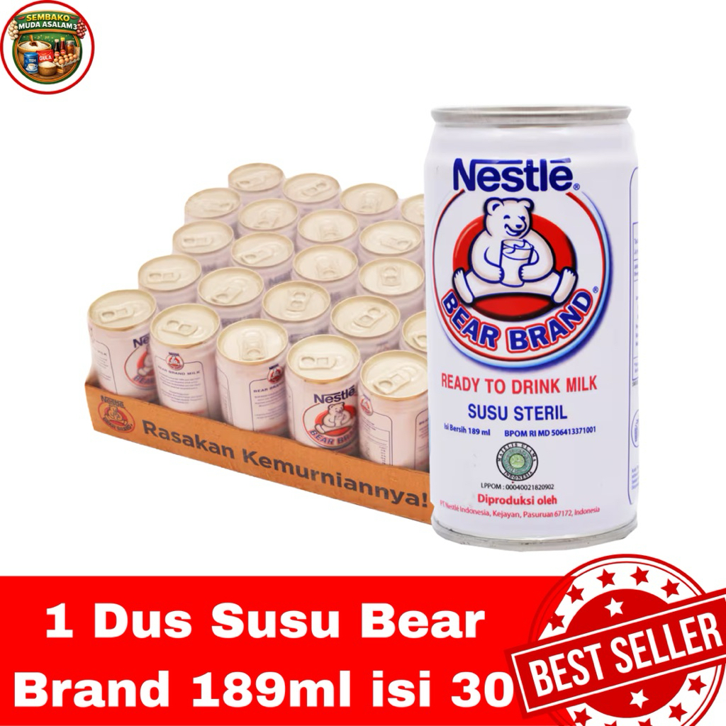 Nestle Bear Brand 189ml – 1 Dus Isi 30 / Susu Nestle Susu beruang steril
