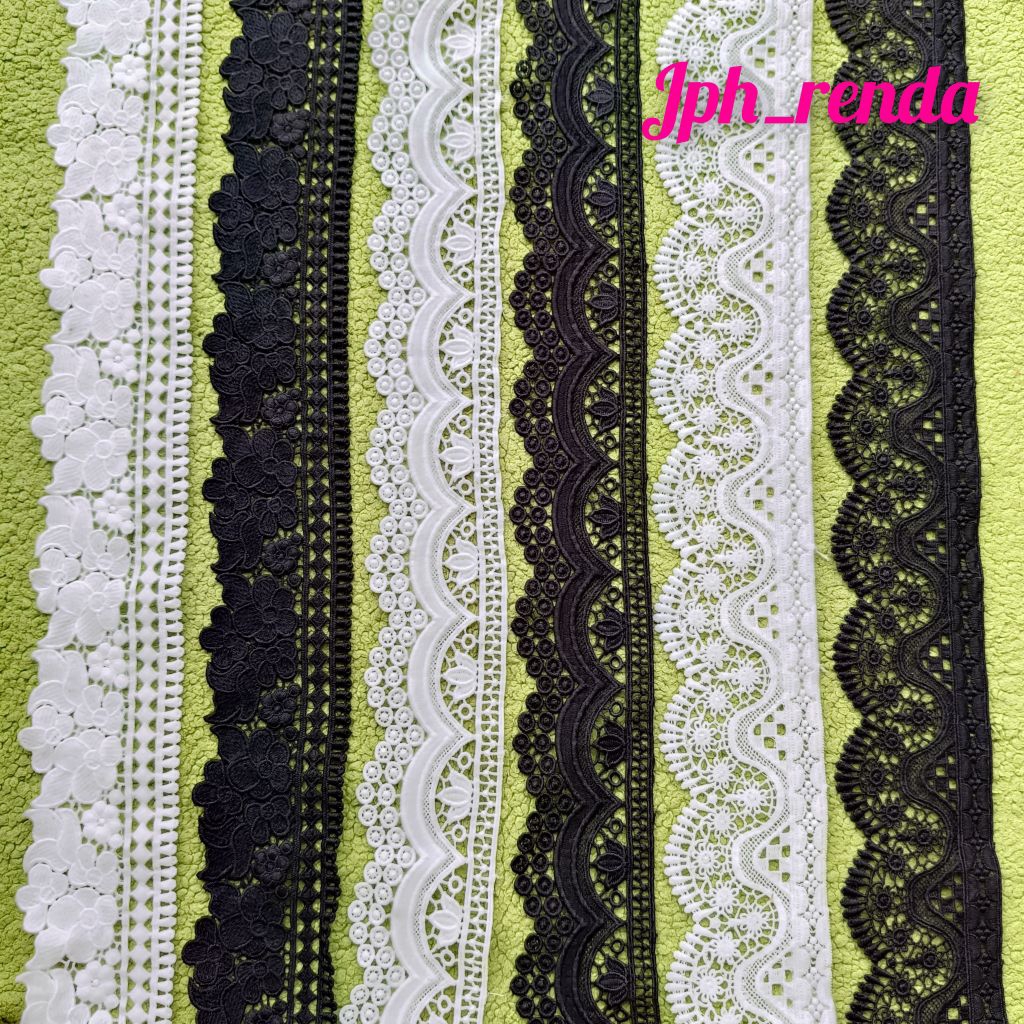 Renda giper lebar 3-8cm, renda prada/bordir (per roll 13meter)