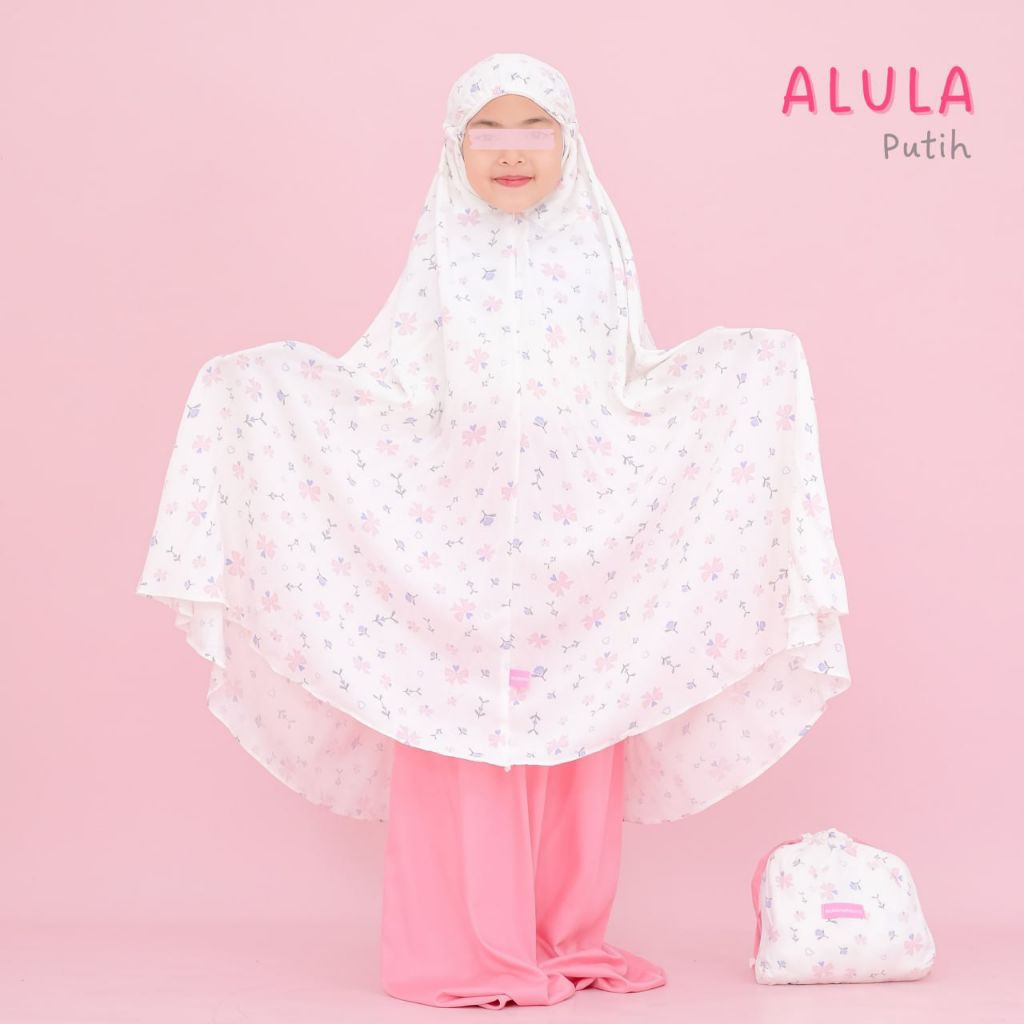 Mukena Jumbo Motif Bunga Floral 2in1 Mukenah Couple Ibu Anak 4-12 tahun Rukuh Telekung Aruna