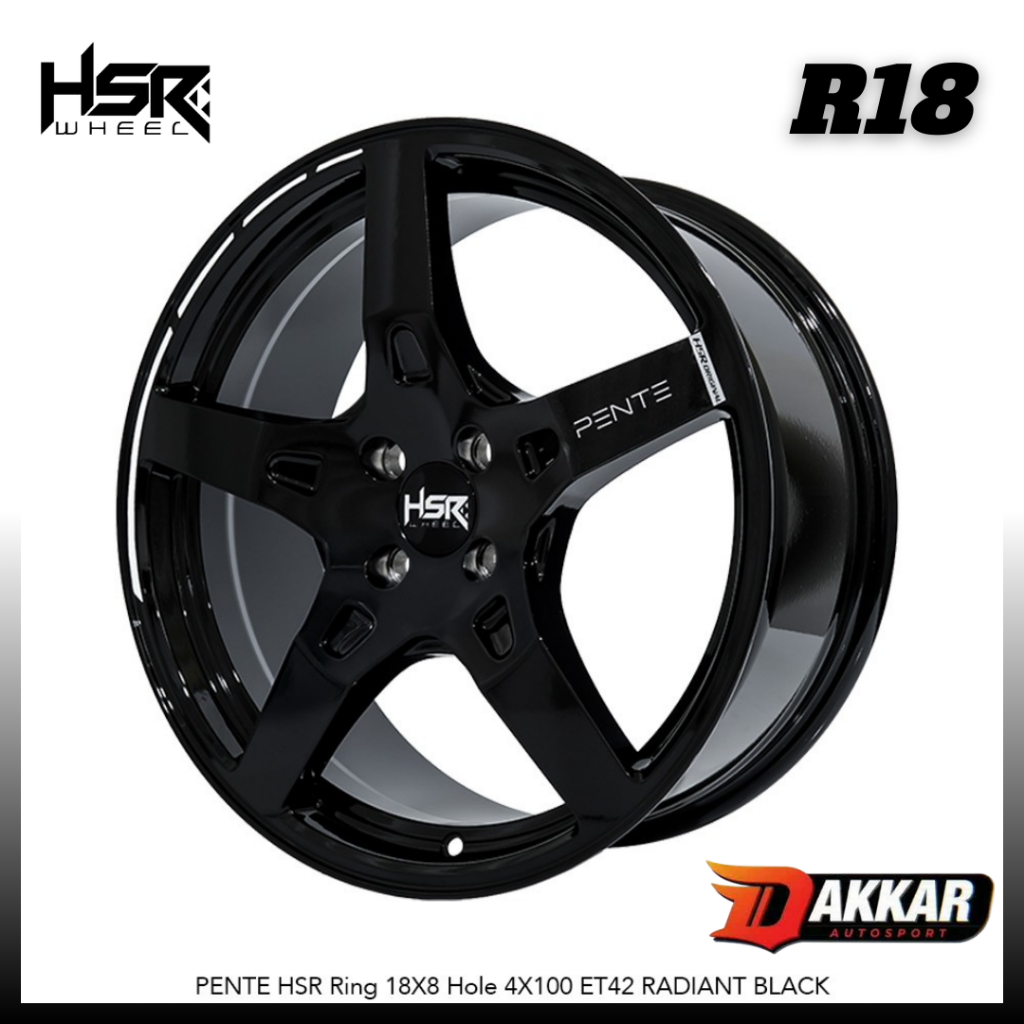 Velg Racing R18 Pcd 4x100 Lebar 8 Buat Raize Jazz Freed Velg HSR PENTE R18 Baut 4x100  Warna Black