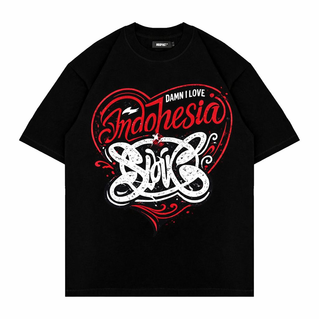 Kaos distro Pria & wanita / Baju T - Shirt Slank Love Indonesia Bold Script 24 S bonus Stiker