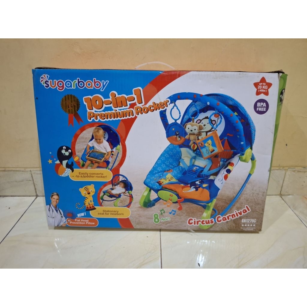 Preloved Sugar Baby 10 in 1 premium rocker ( bouncer bayi)