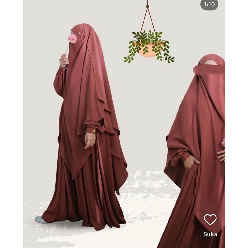 Preloved Daylily French Khimar by Alfi Huraiyah