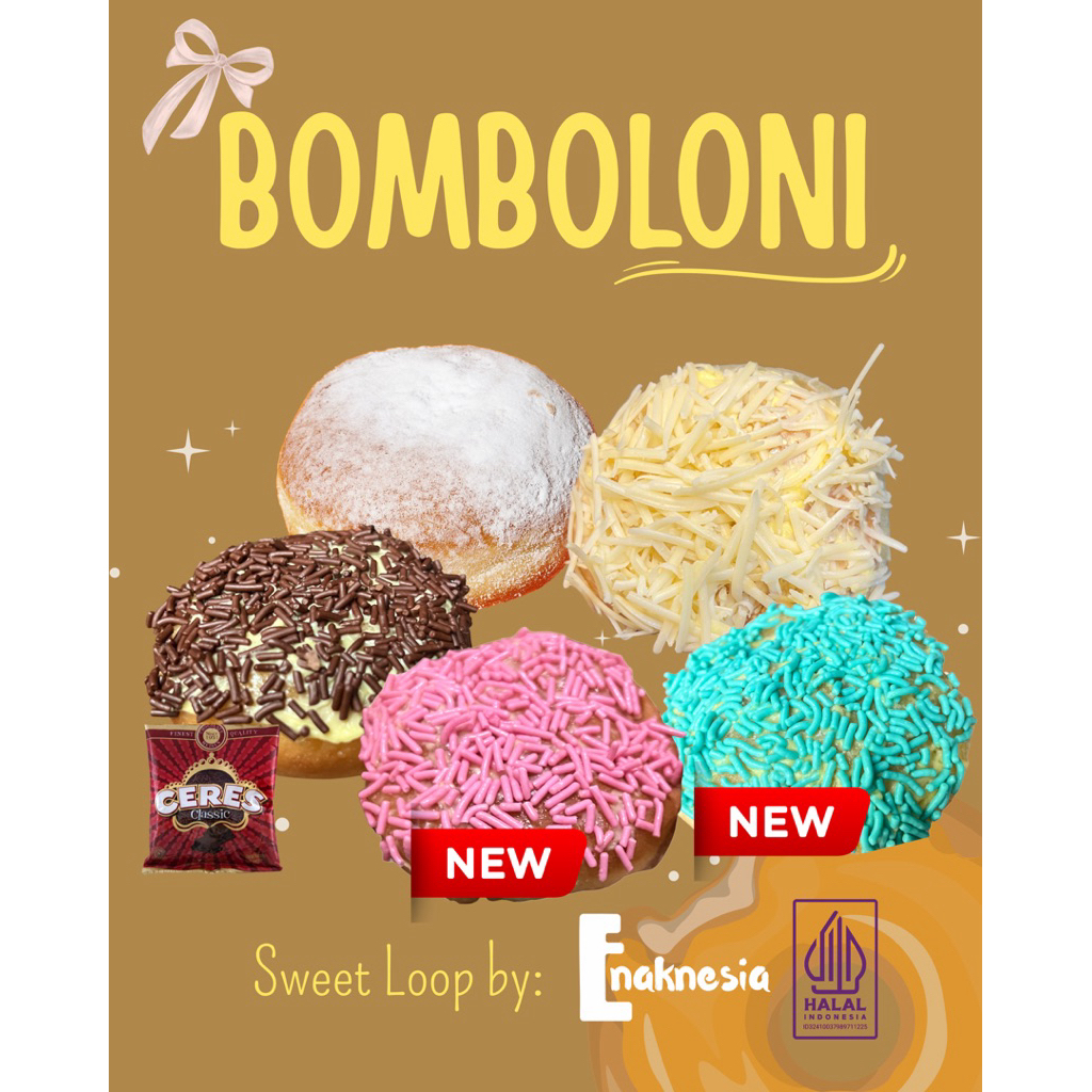 Donat kampung / bomboloni kampung gula ceres keju coklat mint strawberry by Enaknesia