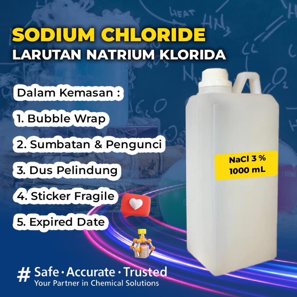 Larutan NaCl 3% / Larutan Natrium Klorida 3% / Sodium Chloride / Larutan Garam 1000 ml