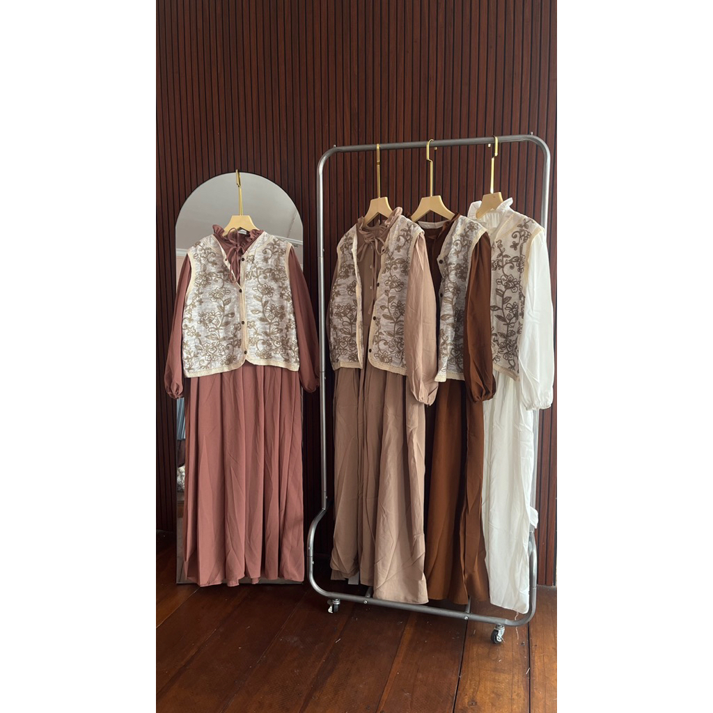 Gamis yuna vest rajut/Gamis raya premium collection