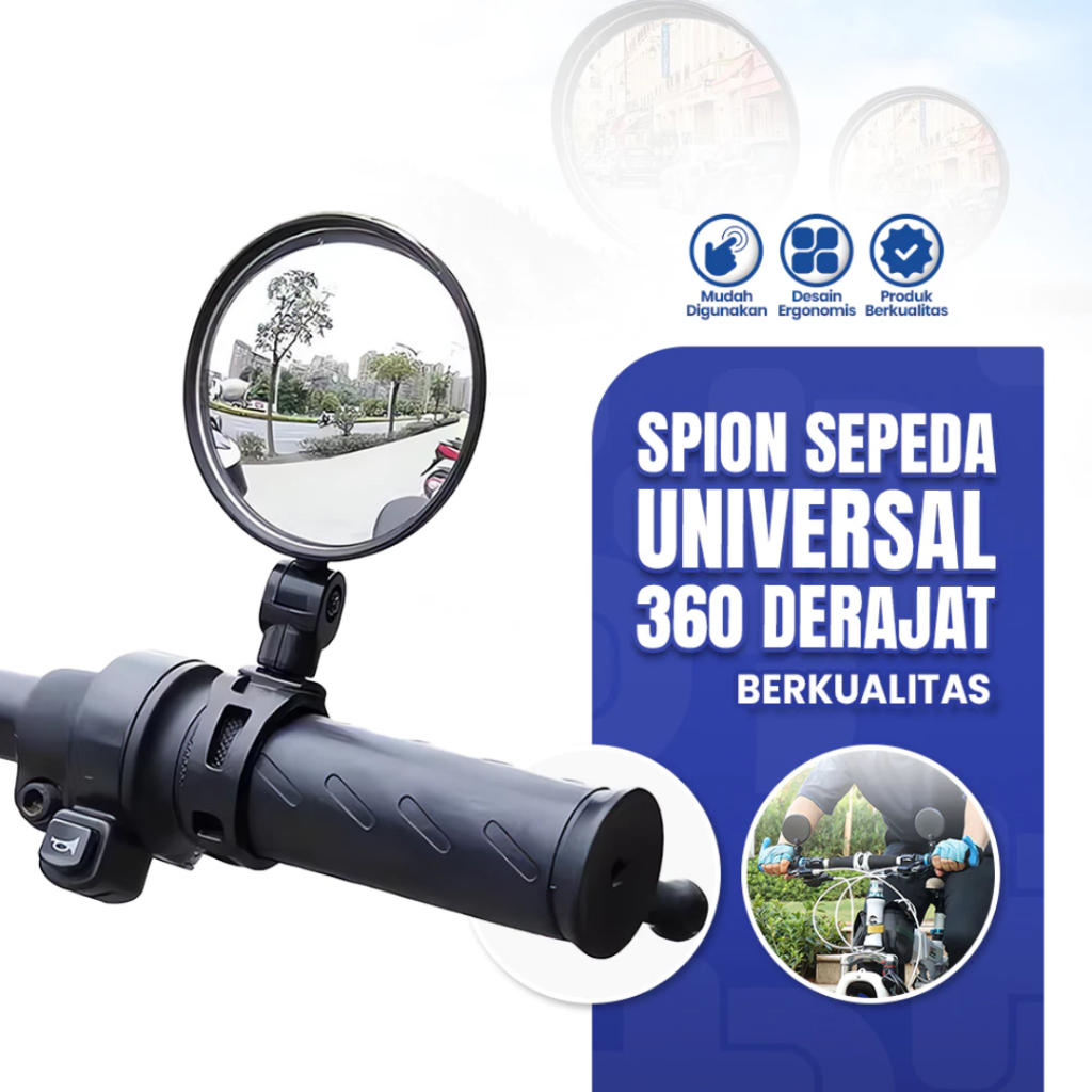 Kaca Spion Sepeda Bulat Adjustable 360 Derajat Kaca Spion Sepeda Bike 1 Pcs Kaca Spion Sepeda Univer