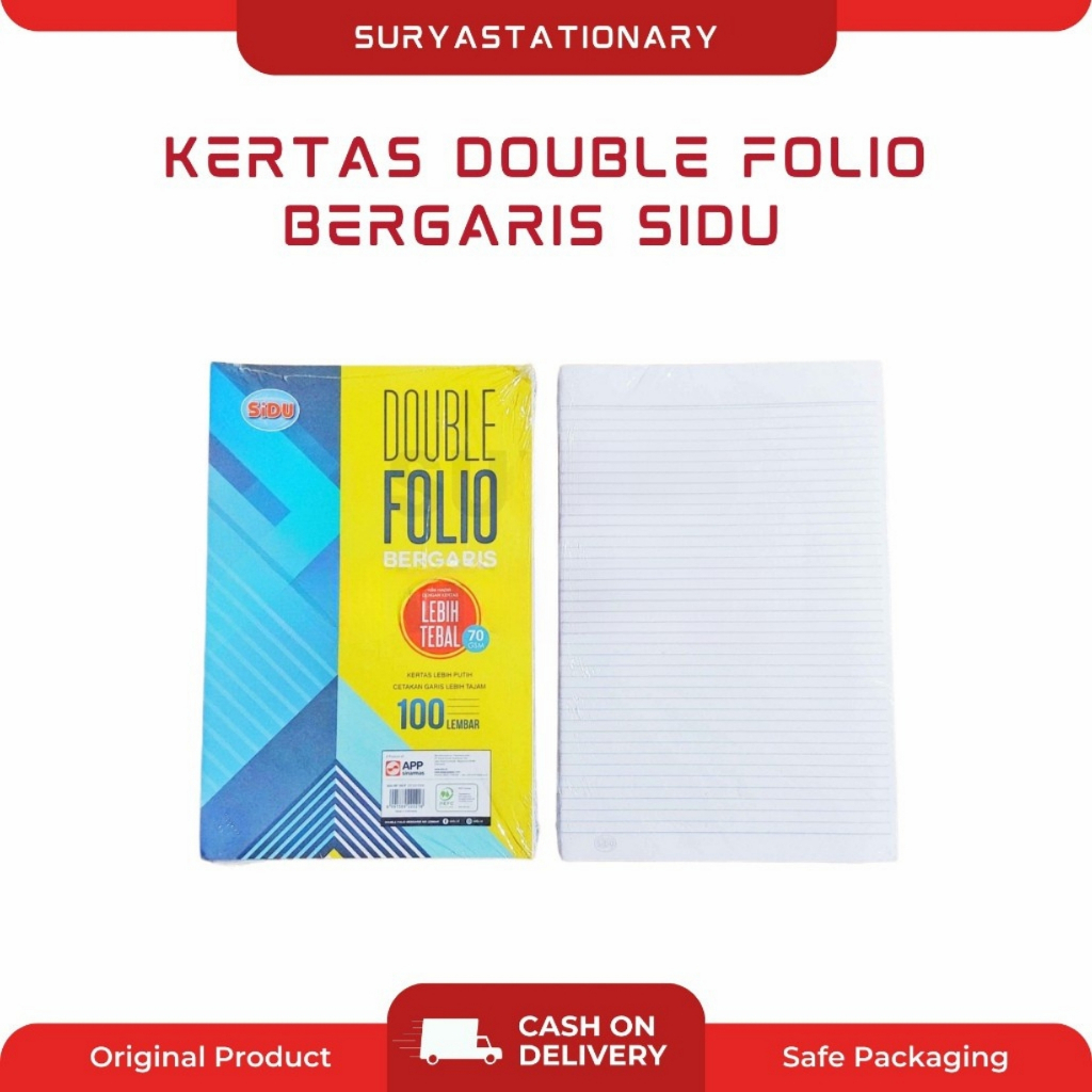SIDU KERTAS DOUBLE FOLIO BERGARIS (PAK) / DOUBLE FOLIO BERGARIS SIDU 100 LEMBAR /DOUBLE FOLIO