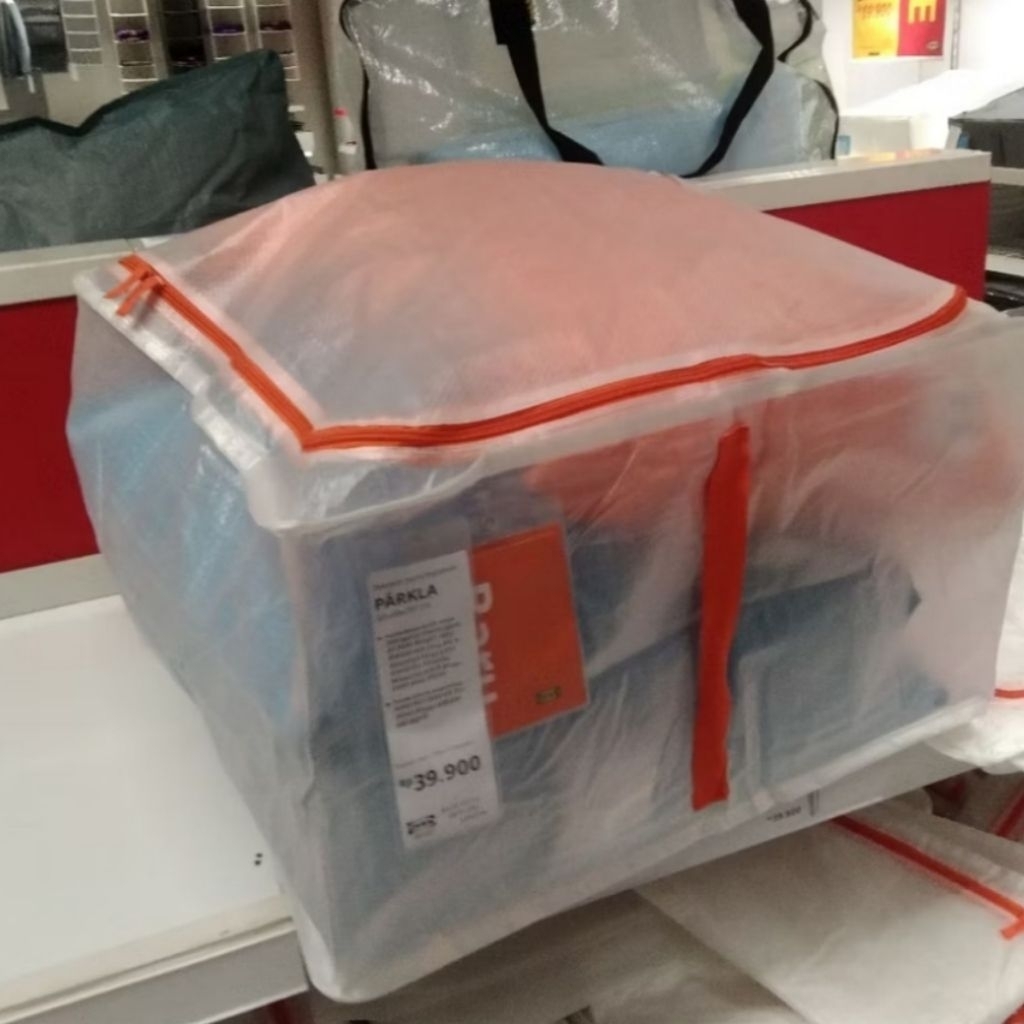 Tas plastik penyimpanan selimut baju transparan dg resleting
