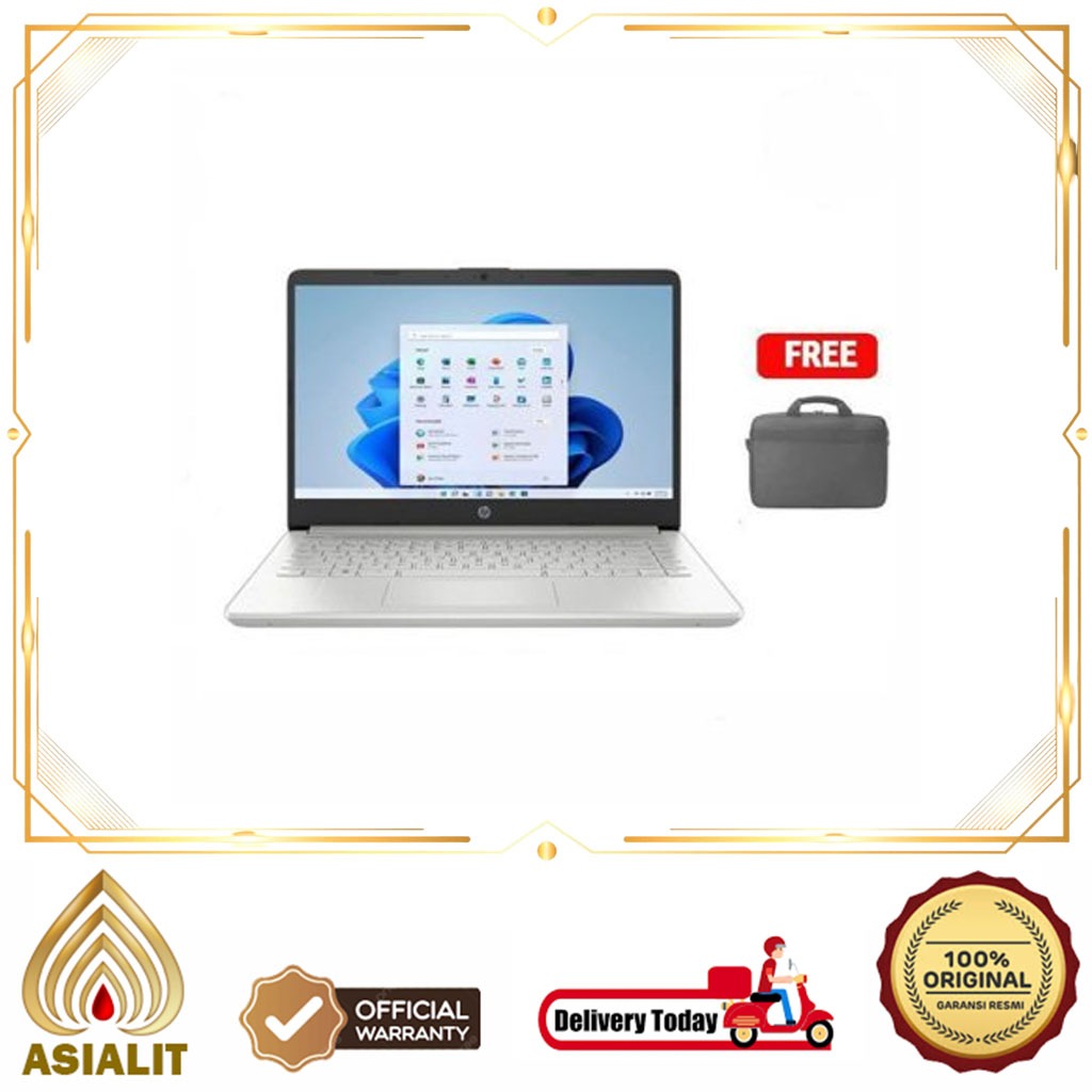 Laptop HP 14S-DQ5567TU Intel Core i3 RAM 4GB 512GB SSD Windows 11 Warna Silver Garansi Resmi