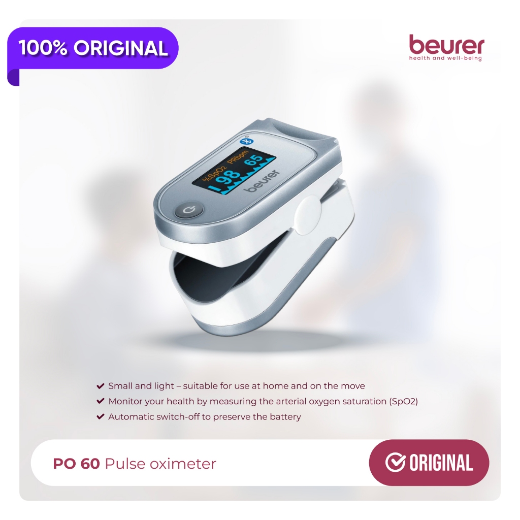 Beurer PO60 Pulse Oximeter with Bluetooth | Measures Heart Rate and arterial Oxygen Saturation for T