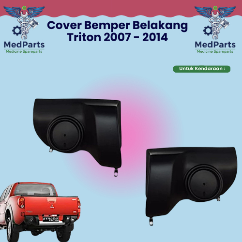 Cover Tutup Bemper Bumper Belakang Mitsubishi Triton  Baru Import  Bahan Dasar Hitam 2007 2008 2009 