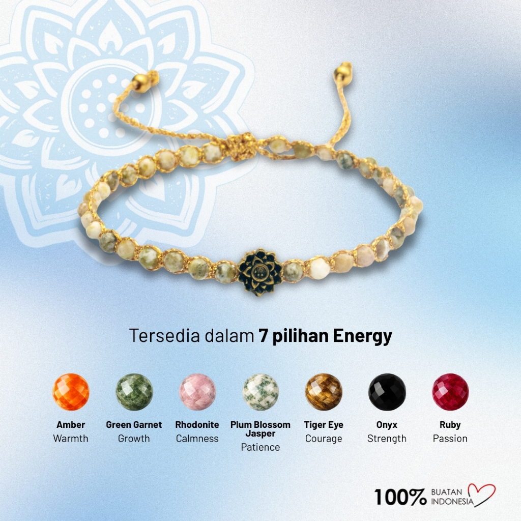 Maknavara - Lotus of Peace - Energy - RDNB Jewelry - Gelang Wanita/Pria - Batu Alam Natural - Gelang