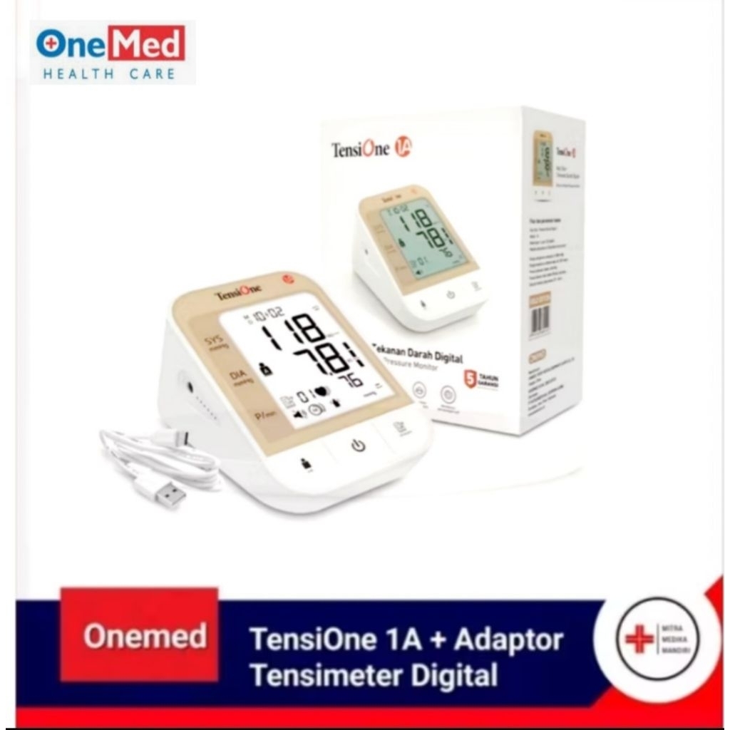 Onemed Tensimeter Digital Tensi + USB Alat Ukur Tekanan Darah TensiOne 1A