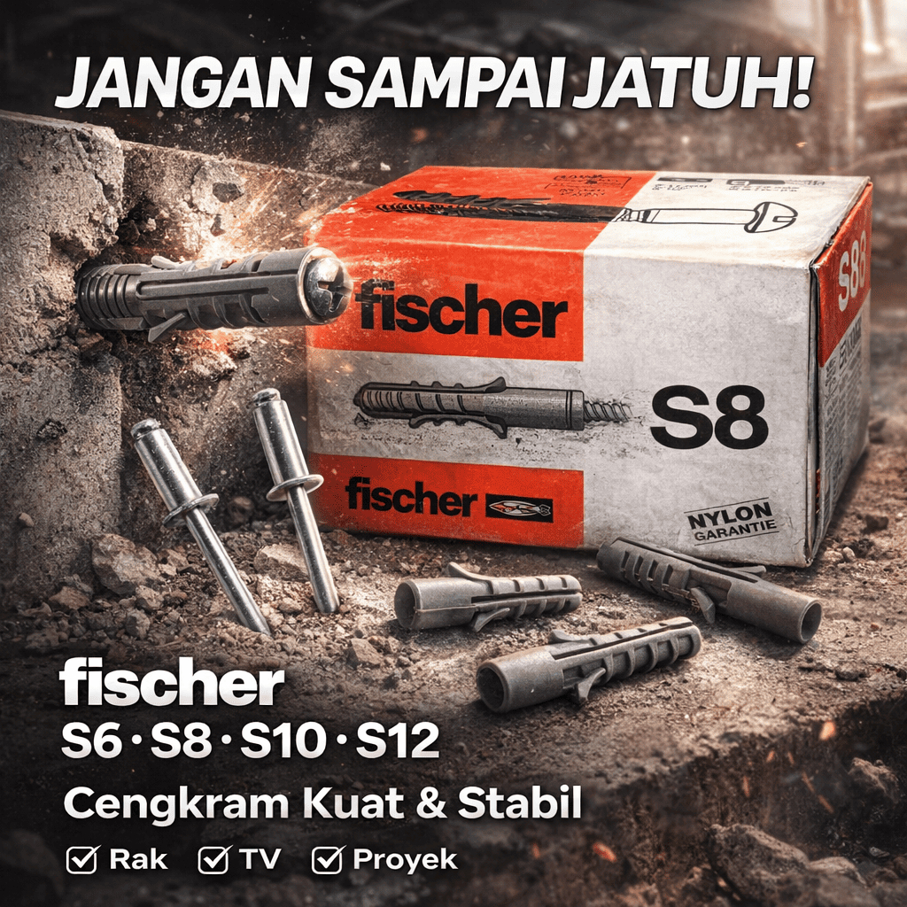 ANTI GOYANG Fischer S6 S8 S10 S12 – Fisher Dinding Tembok + Kuat Cengkram