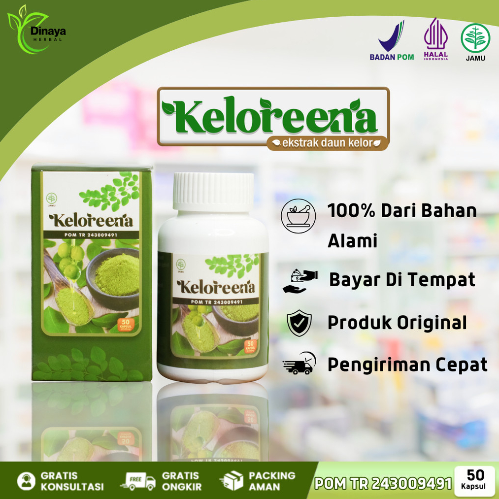 Kapsul Extrak Daun Kelor obat mata isi 50 kapsul/mata katarak/mata minus Kelorena Kapsul 100% Asli O