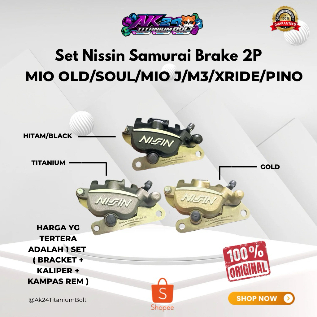 Kaliper + Bracket Nissin Samurai Brake 2P original 100% Mio old soul Mio J M3 Mio Z XRide Old Pino O
