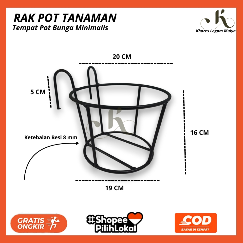 Rak Bunga Balkon Besi - Rak Pot Tanaman Gantung Minimalis untuk Dekorasi Rumah & Taman