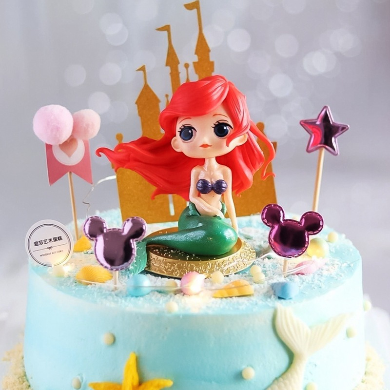 Topper Boneka Princess Ariel Mermaid Putri Duyung/ Dekorasi Hiasan Kue Mermaid Ulang Tahun