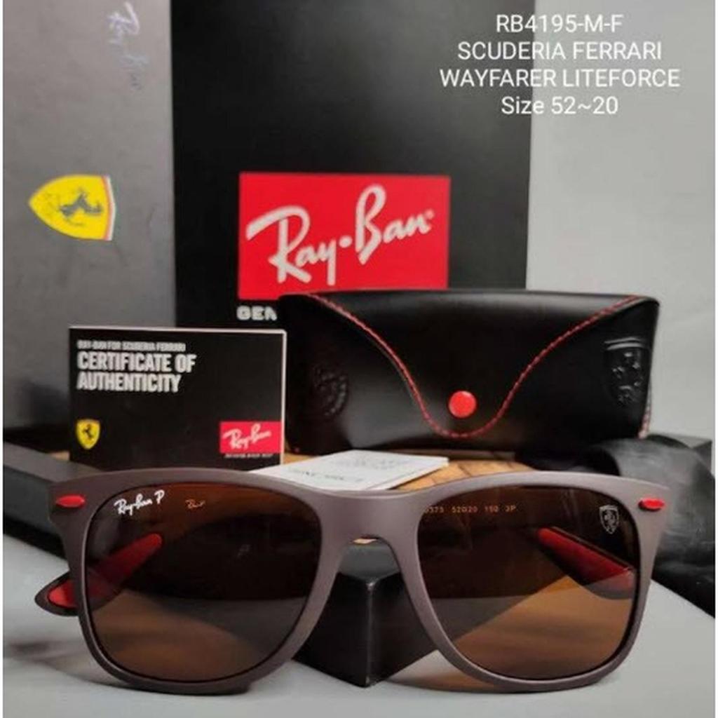 KACAMATA RAYBAN LITEFORCE FERRARI RB4195 FULL BROWN POLARIZED ORIGINAL