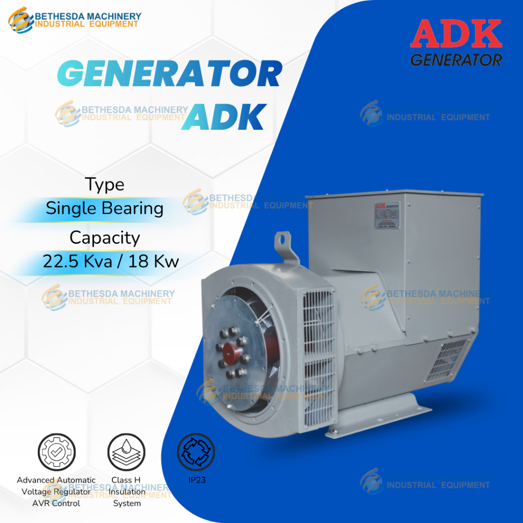 Generator ADK 22.5kVA Dinamo Genset 18 Kw - Single Bearing 20 kVA ADI184E
