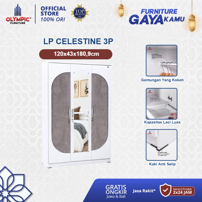 Olympic Lemari Pakaian 3 Pintu / Lemari Baju / Olympic Lemari Pakaian Modern 3 Pintu / Lemari Pakaia