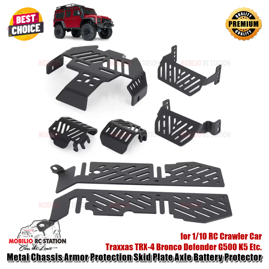 Metal Chassis Armor Protection Skid Plate Axle Battery Protector for 1/10 RC Crawler Car Traxxas TRX