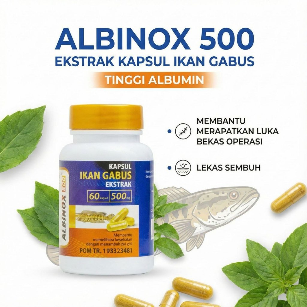 Kapsul Ekstrak Ikan Gabus Albinox Membantu Mengeringkan Luka | 60 Kapsul