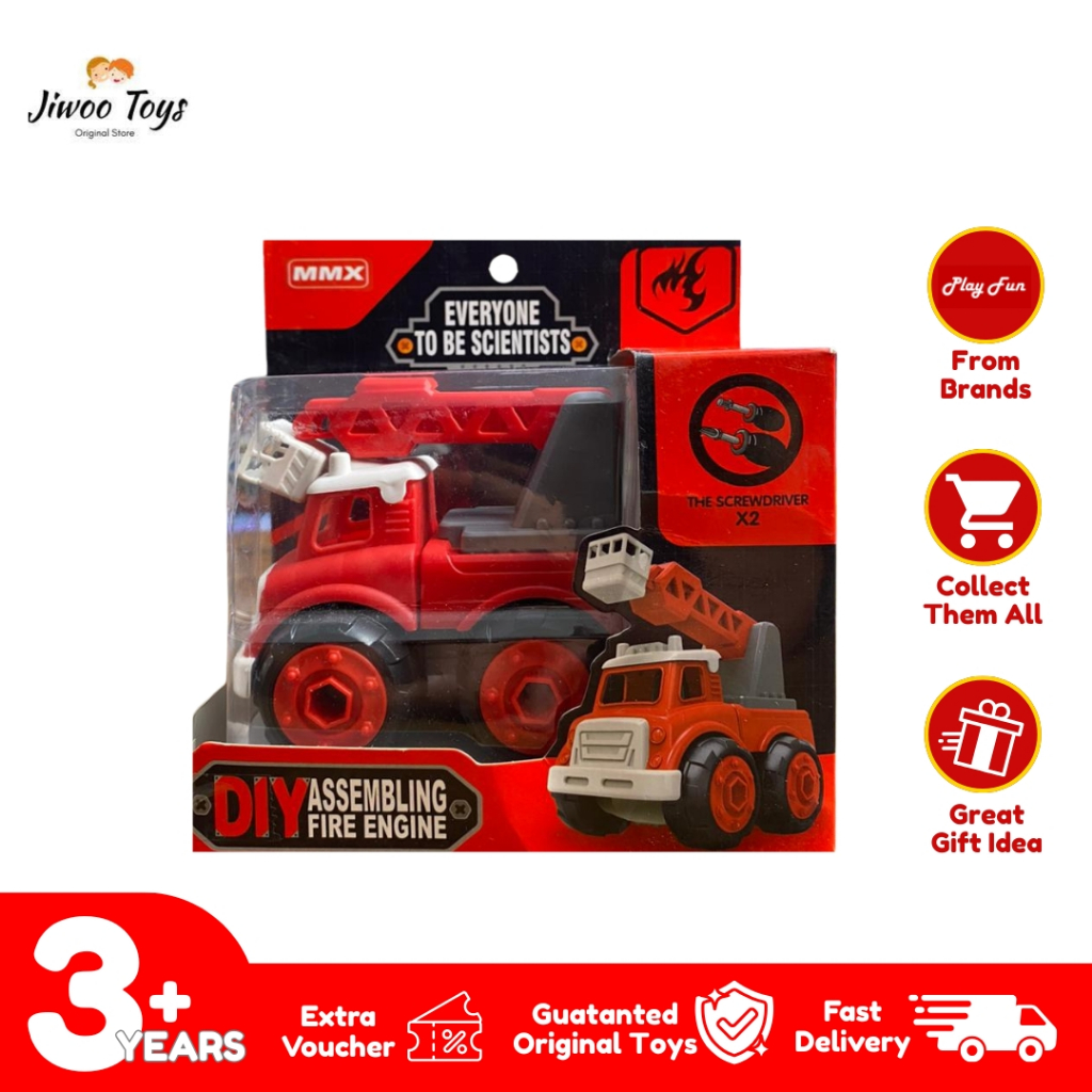 Mainan DIY Mobil Pemadam Truk Ladder MMX-77012