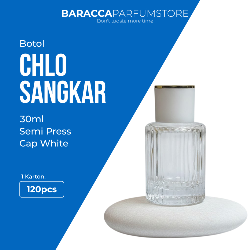 Botol Parfum Chlo 30ML Semi Press Putih - Botol Parfum Kosong Chlo - Botol Chlo 30ML