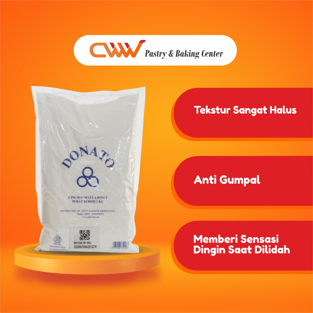 Donato Icing Sugar Gula Halus Donat 1Kg Topping Pelapis Taburan Kue Kering Putri Salju Cake Cookies