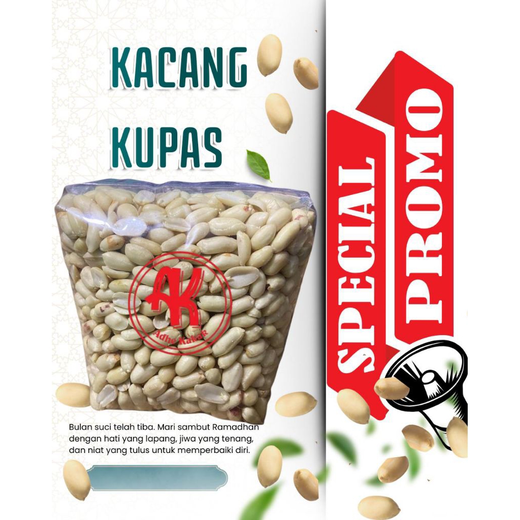 1kg Kacang Kupas Tuban 1000g Premium
