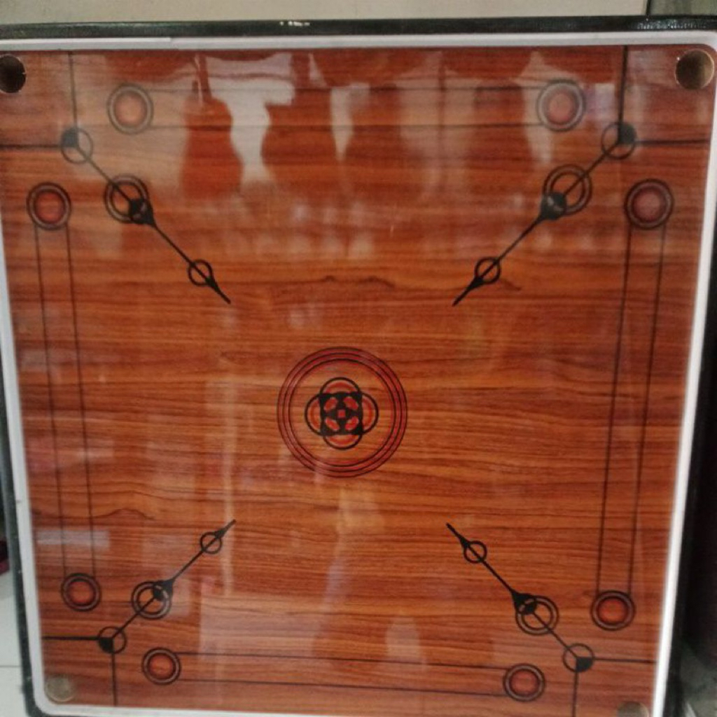 Meja Karambol ukuran Jumbo 120x120cm Fullset biji karambol + kristalnya warna Coklat