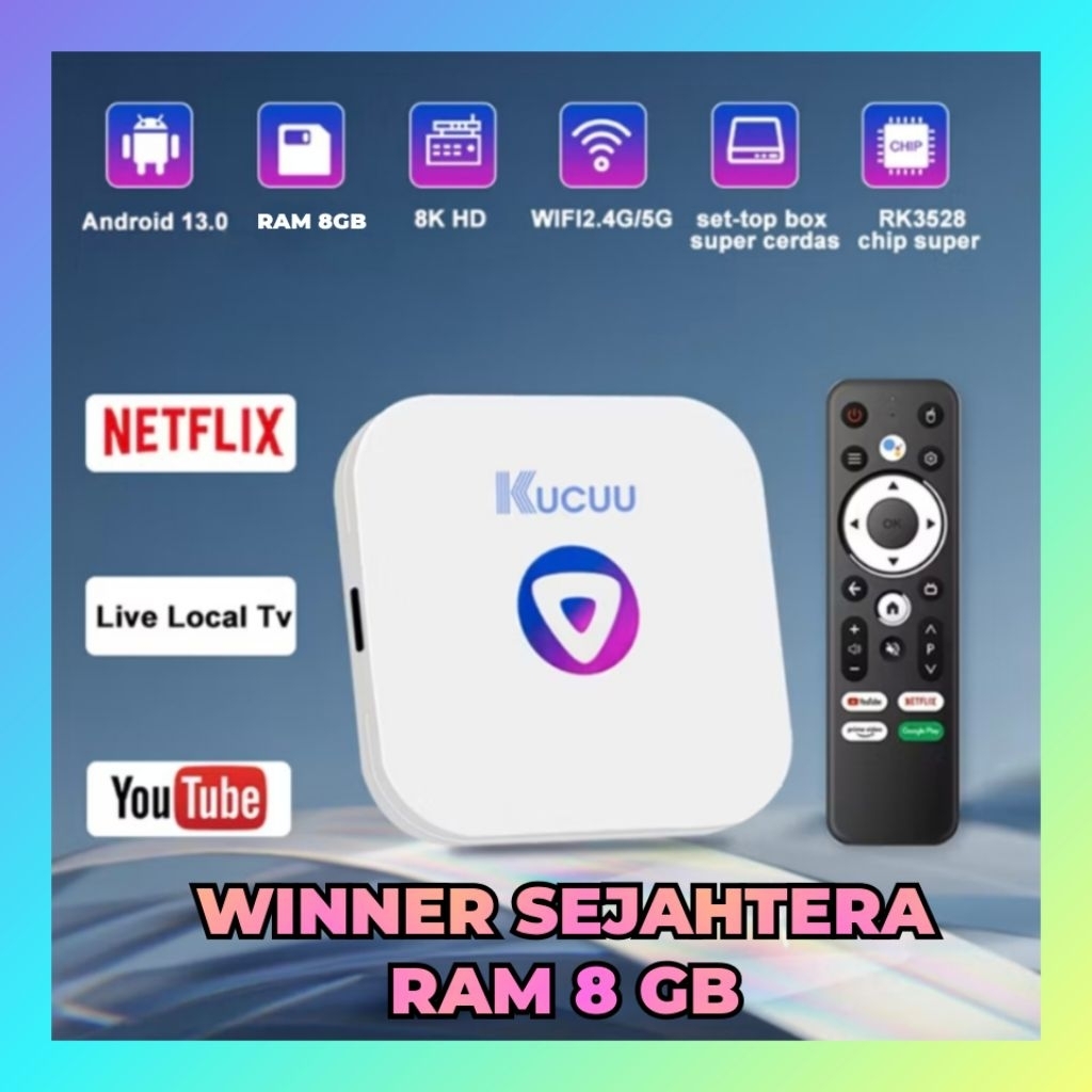 Tv Box KUCUU Android 13.0 OS RAM 8 GB ROM 32GB Wifi 5G/2.4G Bluetooth Smart Tv Box 8K Ultra HD