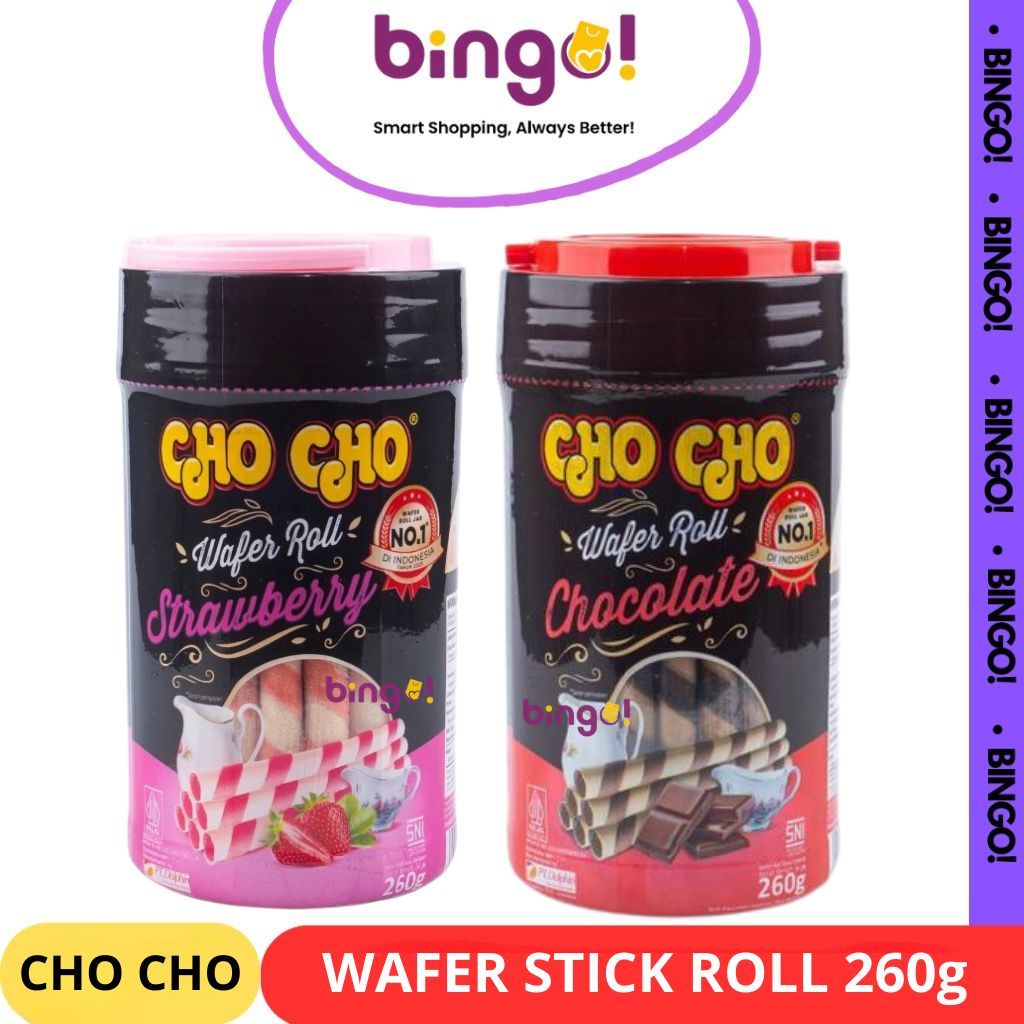 Cho Cho Wafer Roll Stick 260gr | Cho Cho Wafer Rasa Coklat & Strawberry | Wafer Roll Renyah